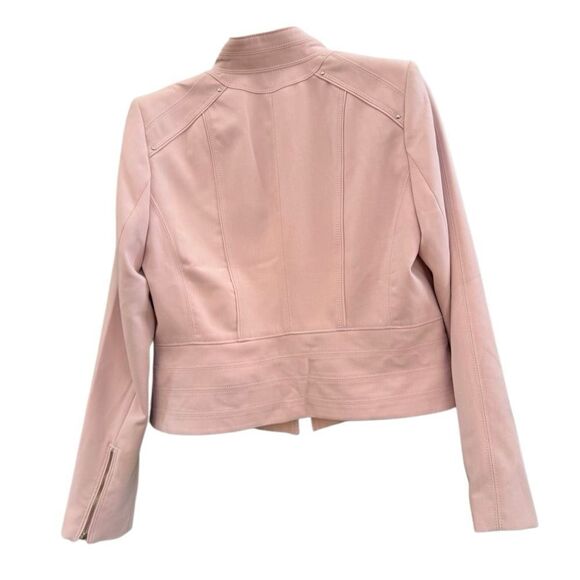 White House Black Market Women's Pink Knit Moto Blazer Jacket Size 12 - Picture 3 of 8